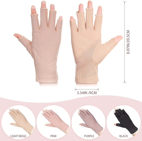 SATINIOR 4 Pairs Women Sunscreen Fingerless Gloves UV Protection Summer Sunblock Gloves for Driving, Medium...